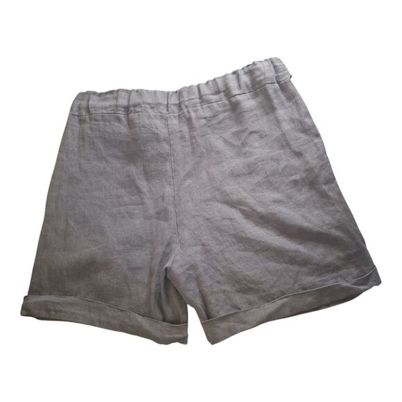 TINA STEPHENS Made In Italy Linen Shorts Pull On Pockets Loose Modest Gray 6-8 - Picture 4 of 9